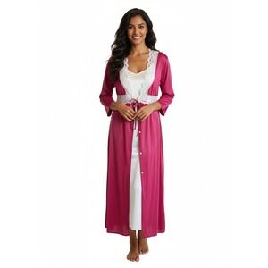 Vintage Barad Nylon Lace Nightgown | Dressing Gown | Robe | Bell Sleeve | Size L